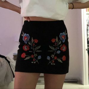 NWT black embroidered mini skirt